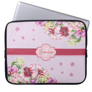 Housse Pour Ordinateur Portable Lily & Peony Floral Purple