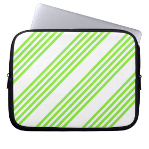 Housse Pour Ordinateur Portable Lime vert et blanc cinq bandes motif