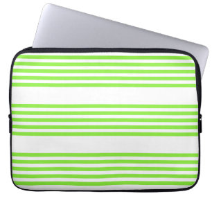 Housse Pour Ordinateur Portable Lime vert et blanc cinq bandes motif