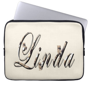 Housse Pour Ordinateur Portable "Linda" Nom Réalisé Avec Des Tigres Blancs,
