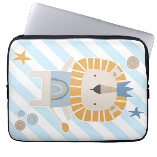 Housse Pour Ordinateur Portable Lion Cute Face Lion Hand Drawn