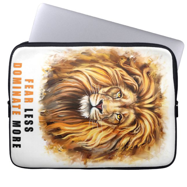 Housse Pour Ordinateur Portable Lion Fear Less Dominate More (Devant)