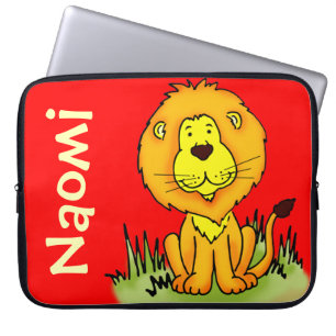 Housse Pour Ordinateur Portable Lion graphique prénom rouge enfants ordinateur por