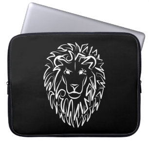 Housse Pour Ordinateur Portable Lion tribal noir et blanc