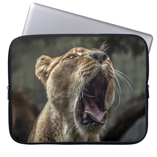 HOUSSE POUR ORDINATEUR PORTABLE LIONESS YAWNING (Devant)