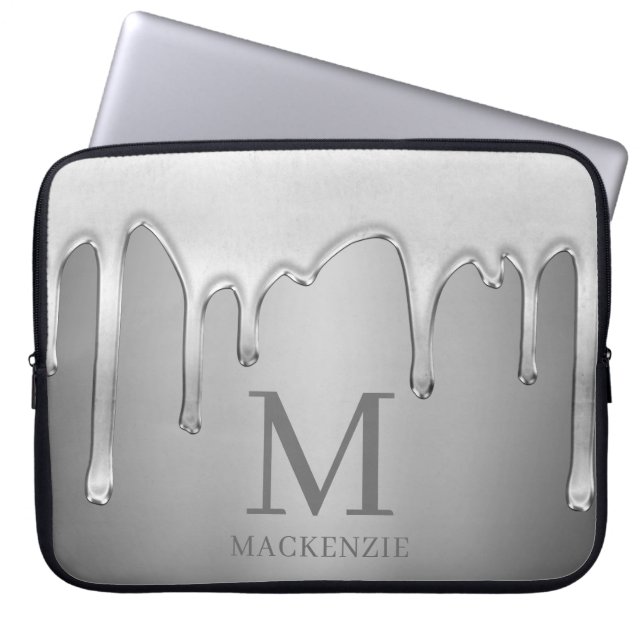 Housse Pour Ordinateur Portable Liquide Chrome Drives Silver Metal Monogramme (Devant)