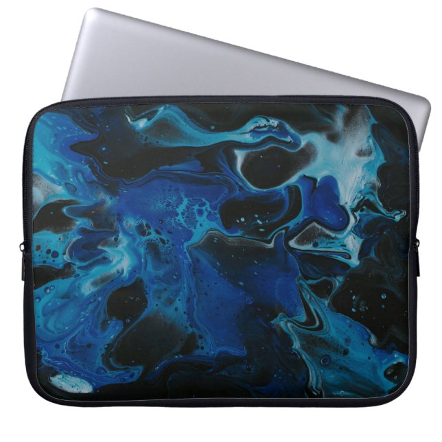 Housse Pour Ordinateur Portable Liquide psychédélique bleu foncé (Devant)