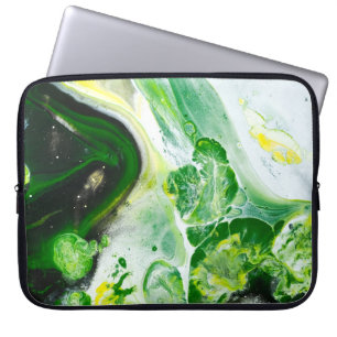 Housse Pour Ordinateur Portable Liquide vert et blanc