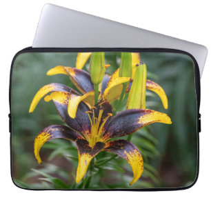 Housse Pour Ordinateur Portable Lit asiatique hybride noir, fleur foncée photo