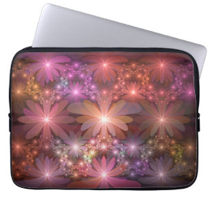 Housse Pour Ordinateur Portable Lit De Fleurs Coloré Brillant Art Fractal Abstrait