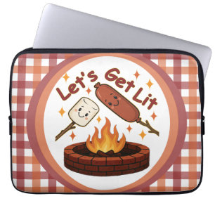 Housse Pour Ordinateur Portable Lit Firepit - mignon Marshmallow & Hot Dog