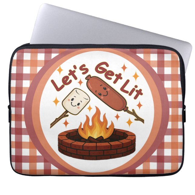 Housse Pour Ordinateur Portable Lit Firepit - mignon Marshmallow & Hot Dog (Devant)