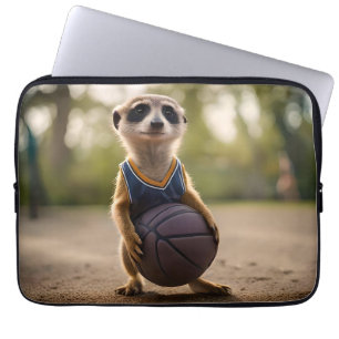 Housse Pour Ordinateur Portable Little Hoop Star : Baby Meerkat tenant le basket-b
