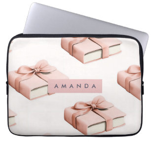 Housse Pour Ordinateur Portable Livre à motif Coquette personnalisé avec nœud rose