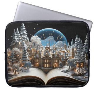 Housse Pour Ordinateur Portable Livre de Noël Snow-Globe Village