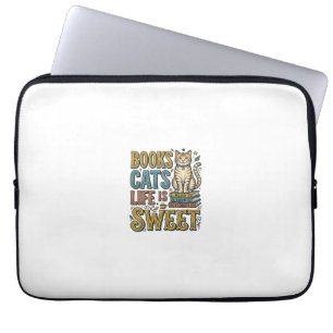 Housse Pour Ordinateur Portable Livres Chats La Vie Est Douce Design Pour Lecteur 