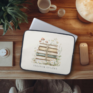 Housse Pour Ordinateur Portable Livres Floraux Aquarelle Vintage Personnalisés