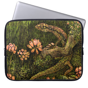 Housse Pour Ordinateur Portable Lizard et Fleur sauvage de style Art nouveau néerl