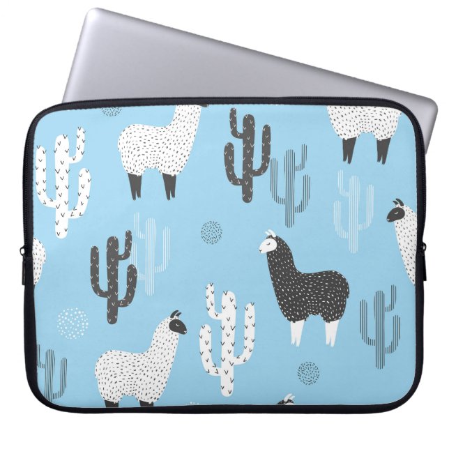 Housse Pour Ordinateur Portable Llama et cactus, motif mignon. (Devant)