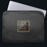Housse Pour Ordinateur Portable Logo d'entreprise Noir Faux Cuir Personnalisé<br><div class="desc">Logo en cuir de luxe Black Faux Design professionnel personnalisé. Les produits correspondants se trouvent dans la collection Luxury Faux Leather Business. C'est un graphique de cuir et non un vrai ou faux cuir.</div>