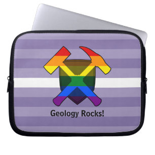 Housse Pour Ordinateur Portable Logo du marteau de rock du géologue avec drapeau L