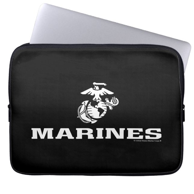 Housse Pour Ordinateur Portable Logo empilé USMC - Blanc (Devant)
