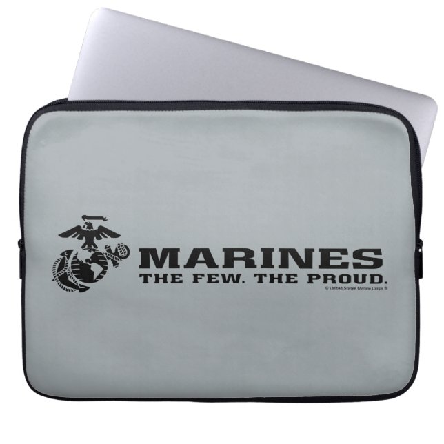 Housse Pour Ordinateur Portable Logo noir empilé USMC "The Rew, The Fiers" (Devant)