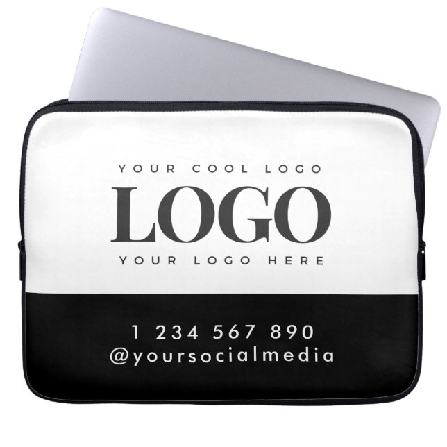 Housse Pour Ordinateur Portable Logo Rectangle personnalisé & Entreprise de texte (Devant)