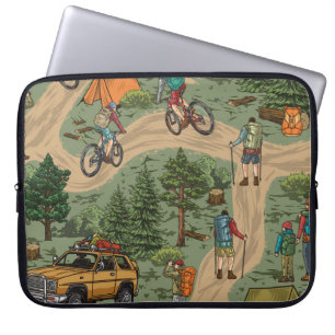 Housse Pour Ordinateur Portable Loisirs en plein air motif vintage sans faille ave