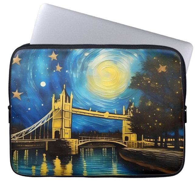 Housse Pour Ordinateur Portable London Bridge Acrylique Art, (Devant)