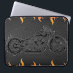 Housse Pour Ordinateur Portable L'orange en cuir noire flambe la moto chaude du<br><div class="desc">Concevez en fonction du client</div>
