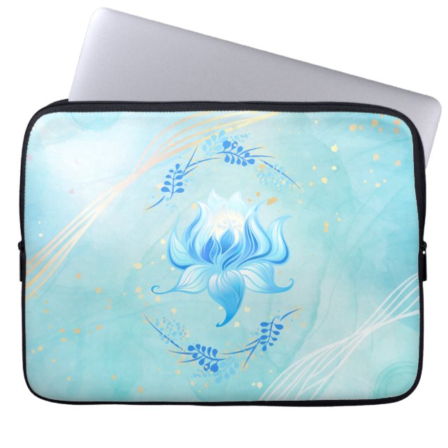 Housse Pour Ordinateur Portable Lotus sarcelle tranquille – Fleur botanique radieu (Devant)