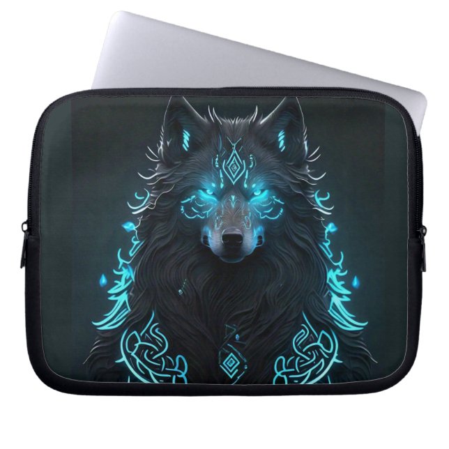 Housse Pour Ordinateur Portable Loup bleu celtique (Devant)