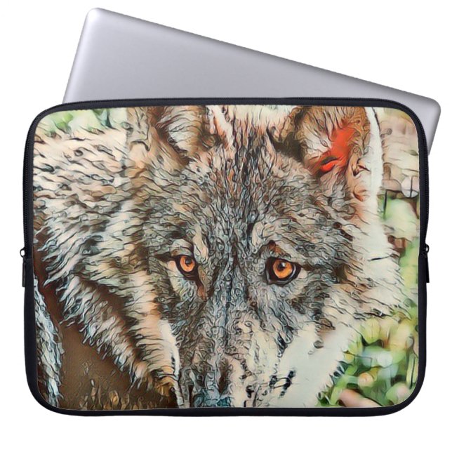 Housse Pour Ordinateur Portable loup cinglé (Devant)