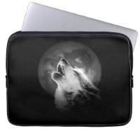 Loup et lune de Howling noir et blanc