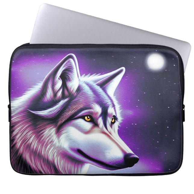 Housse Pour Ordinateur Portable Loup mystique nocturne (Devant)