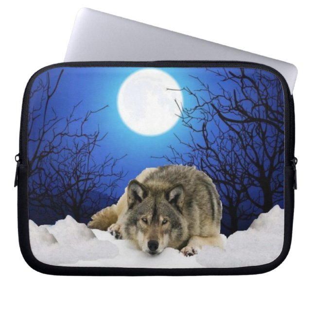 Housse Pour Ordinateur Portable Loup seul d'observateur sur une douille (Devant)