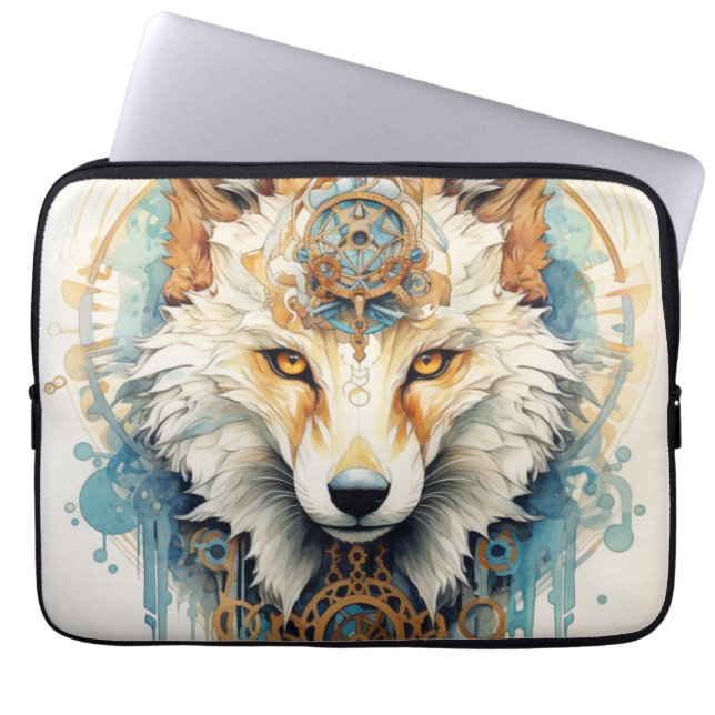 Housse Pour Ordinateur Portable Loup Steampunk Rustclaw (Devant)