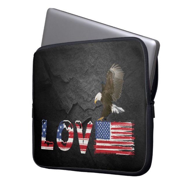 Housse Pour Ordinateur Portable Love American Flag and Eagle (devant gauche)