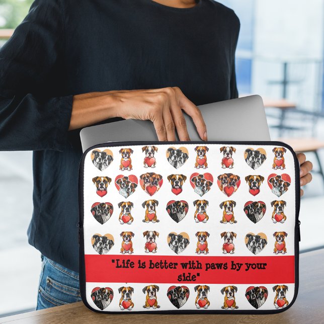 Housse Pour Ordinateur Portable Love Boxer Chien Romantique Aquarelle Electronique (Love Boxer Dog Romantic Watercolor Electronics Bag)