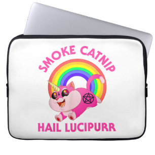 Housse Pour Ordinateur Portable Lucipurr à la grêle à la fumée, Funny Satan Chat U
