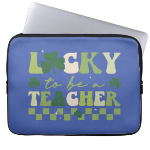 Housse Pour Ordinateur Portable Lucky To Be Teacher Super Retro St Patrick's Day