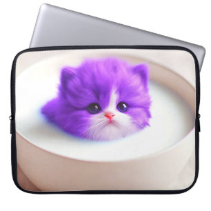 Housse Pour Ordinateur Portable Lueur de chaton violet surréaliste