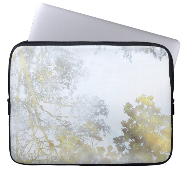 Housse Pour Ordinateur Portable Lueur dorée à larges feuilles (Devant)