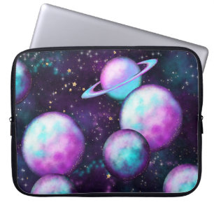 Housse Pour Ordinateur Portable Luminosité du système solaire Planète rose viole
