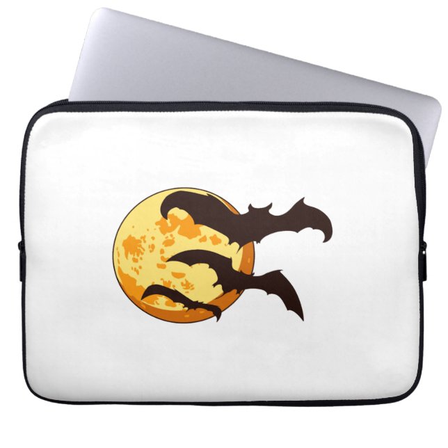 Housse Pour Ordinateur Portable Lune d'Halloween et chauves-souris (Devant)