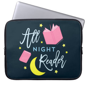 Housse Pour Ordinateur Portable Lune Stars et livres roses Tous Lecteur de Nuit