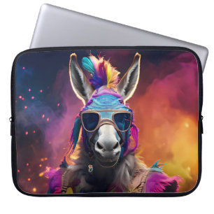 Housse Pour Ordinateur Portable Lunettes bleues Funky Donkey