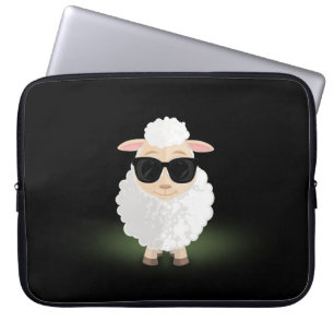 Housse Pour Ordinateur Portable Lunettes de soleil Cool Sheep Néon Vert Dessin Ani