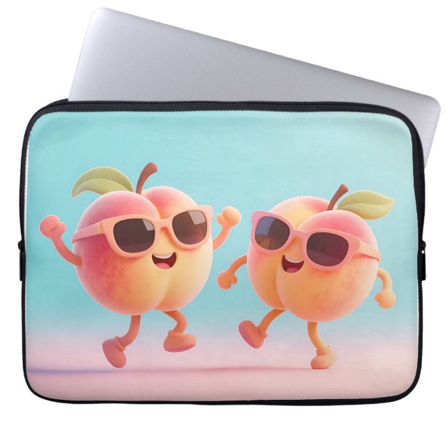 Housse Pour Ordinateur Portable Lunettes de soleil de pêches dansantes (Devant)
